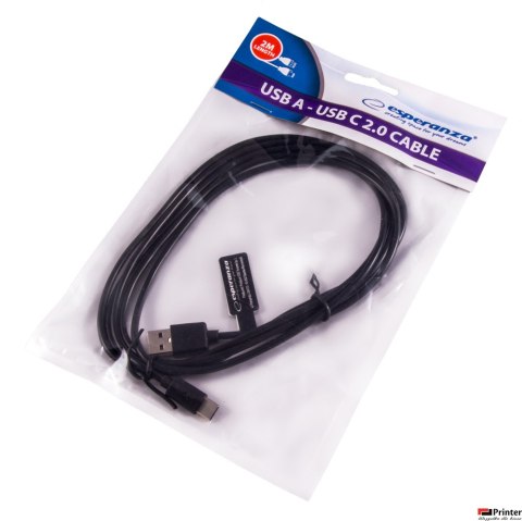Kabel USB 2.0 TYP C 2m czarny Kabel USB 2.0 TYP C 2m czarny