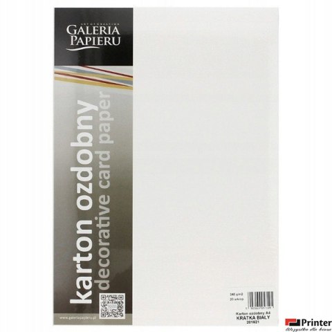 Karton ozdobny Kratka biały 20 szt./op. 240 g/m2 Karton ozdobny Kratka biały 20 szt./op. 240 g/m2