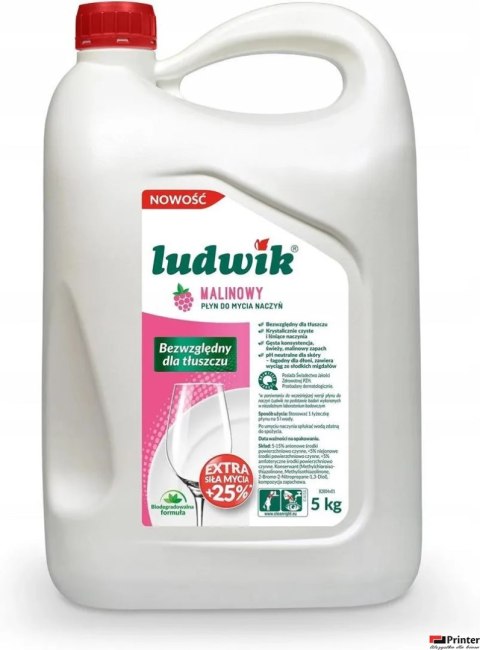 LUDWIK Płyn do naczyń 5l malinowy 30853 LUDWIK Płyn do naczyń 5l malinowy 30853