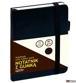 Notatnik z gumką A6 czarny kratka 150-1399 GRAND