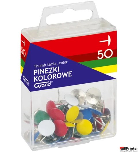 Pinezki kolorowe GRAND 50szt.T4 110-1115 Pinezki kolorowe GRAND 50szt.T4 110-1115
