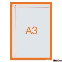 Samoprzylepna, magnetyczna ramka Nobo na plakat (2 szt.), A3, pomarańczowa