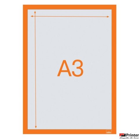 Samoprzylepna, magnetyczna ramka Nobo na plakat (2 szt.), A3, pomarańczowa Samoprzylepna, magnetyczna ramka Nobo na plakat (2 szt.), A3, pomarańczowa