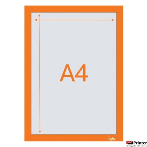 Samoprzylepna, magnetyczna ramka Nobo na plakat (2 szt.), A4, pomarańczowa Samoprzylepna, magnetyczna ramka Nobo na plakat (2 szt.), A4, pomarańczowa