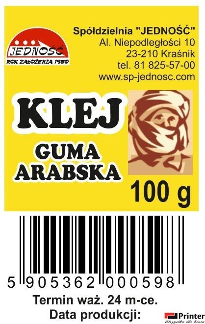 Klej guma arabska 100gr butelczka plastikowa JEDNOŚĆ Klej guma arabska 100gr butelczka plastikowa JEDNOŚĆ