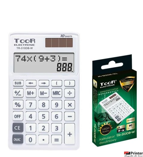 Kalkulator dwuliniowy TOOR TR-310DB-W 10-pozycyjny 120-1904 (X) Kalkulator dwuliniowy TOOR TR-310DB-W 10-pozycyjny 120-1904 (X)
