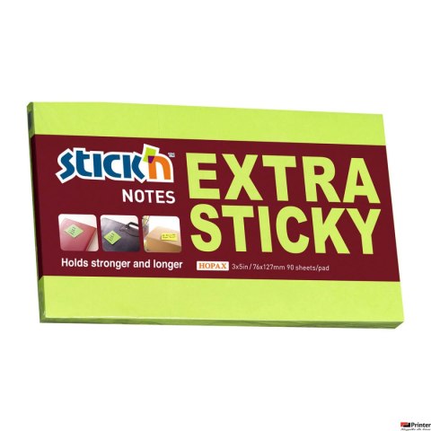 Notes sam.EXTRA STICKY 76X127 zielony neon 90 kartek STICK_N 21676