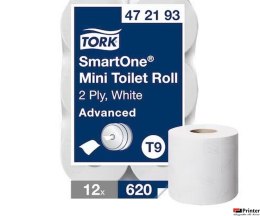 Papier toaletowy TORK Smart One (12 rolek) mini jumbo, 2 warstwy, kolor biały, makulatura z celulozą, 111m, T9 472193