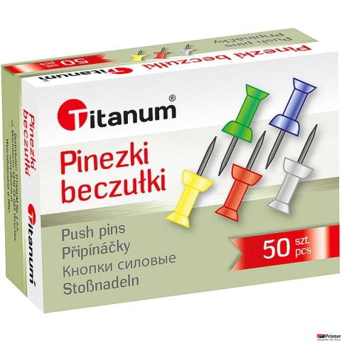 Pinezki beczułki Titanum kolorowe 50 szt. 80610 tablicowe Pinezki beczułki Titanum kolorowe 50 szt. 80610 tablicowe
