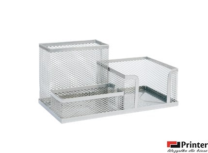 Przybornik na biurko DOTTS siatka srebrny 205x103x98mm Przybornik na biurko DOTTS siatka srebrny 205x103x98mm