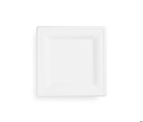 Talerz z trzciny cukrowej, kwadratowy 20x20cm, biały, op. 50 szt. 100% biodegradowalny 84586 Talerz z trzciny cukrowej, kwadratowy 20x20cm, biały, op. 50 szt. 100% biodegradowalny 84586