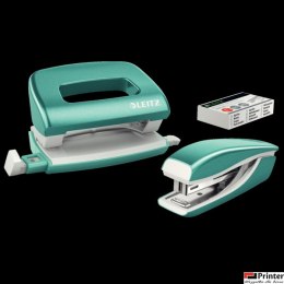 Zszywacz + dziurkacz metalowy Leitz Mini WOW, turkusowy, 10 lat gwarancji, 10 kartek 55612051 (X)