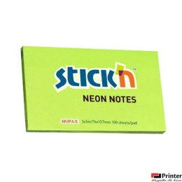 Bloczek STICKN 127x76mm zielony neon 100k 21171 STICKN