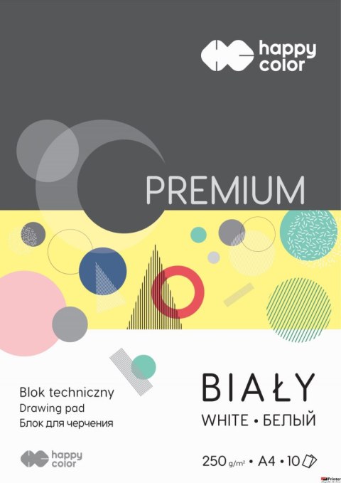 Blok techniczny PREMIUM biały A4, 250g, 10 ark, Happy Color HA 3725 2030-0 Blok techniczny PREMIUM biały A4, 250g, 10 ark, Happy Color HA 3725 2030-0