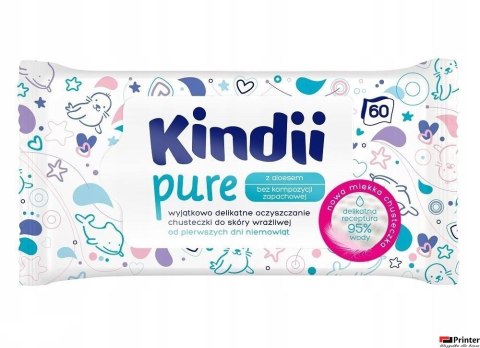 Chusteczki nawilżane KINDII pure 60szt., 1op *035107 Chusteczki nawilżane KINDII pure 60szt., 1op *035107
