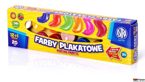 Farby plakatowe Astra 13 kolorów - 20 ml 12+1 kolor gratis, 301115005