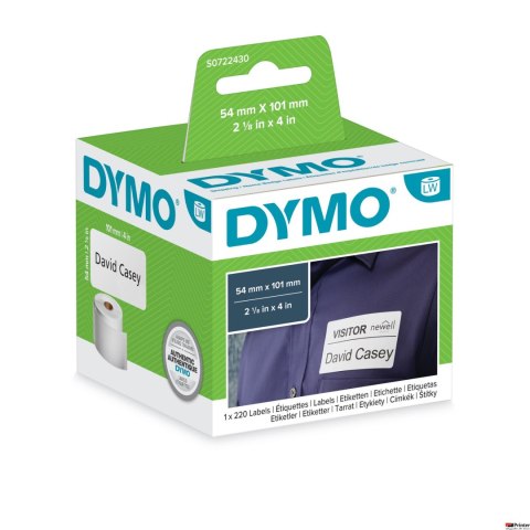 Identyfikator transportowy imienny - 101 x 54 mm, biały DYMO S0722430 Identyfikator transportowy imienny - 101 x 54 mm, biały DYMO S0722430