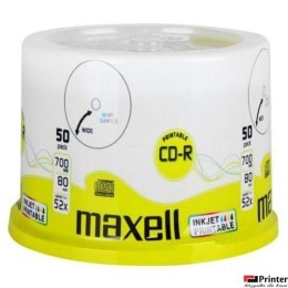 Płyta MAXELL CD-R 700MB 52x (50szt) PRINTABLE, white, do nadruku, cake 624006