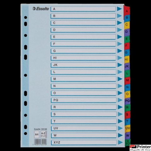 Przekładki kartonowe MYLAR A4 A-Z 100166 białe ESSELTE Przekładki kartonowe MYLAR A4 A-Z 100166 białe ESSELTE