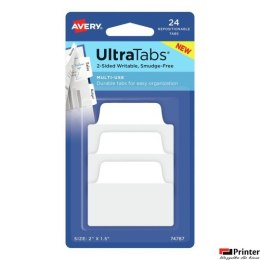 Ultra Tabs - samoprzylepne zakładki indeksujące, białe, 50,8x38, 24 szt., Avery Zweckform 74787