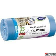 Worki do segegacji PAPIER niebieskie z uszami LDPE 35l (20szt.) STELLA 032211