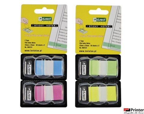 Zakładki indeksujące PET Z-TYPE 43*25 2x50szt neon ziel/żółte 960124 D.RECT Zakładki indeksujące PET Z-TYPE 43*25 2x50szt neon ziel/żółte 960124 D.RECT
