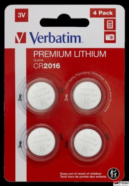 Baterie VERBATIM LITHIUM CR2016 3V BLISTER 4szt. 49531