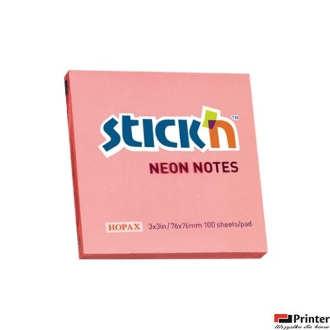 Bloczek STICKN 76x76mm różowy neonowy 100k 21166 STICKN