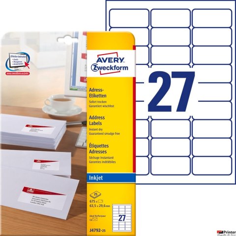 Etykiety adresowe J4792-25 63,5 x 29,6 25ark Avery Zweckform Etykiety adresowe J4792-25 63,5 x 29,6 25ark Avery Zweckform