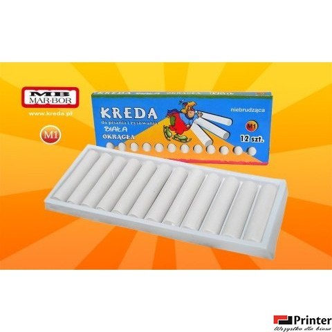 Kreda okrągła biała 12szt M1 MAR BOR Kreda okrągła biała 12szt M1 MAR BOR