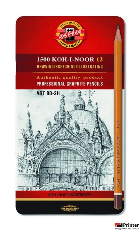 Ołówek Grafitowy 1502/II ART 8B-2H komplet 12 szt. KOH I NOOR