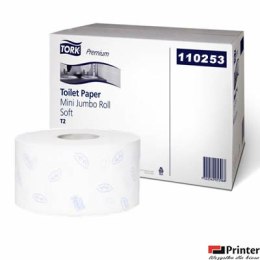 Papier toaletowy Tork PREMIUM mini jumbo, 2 warstwy, kolor biały, makulatura, 170m, (12) system T2 110253