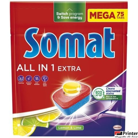 SOMAT Tabletki do zmywarki MEGA 75 szt. All in one Extra Lemon 09282