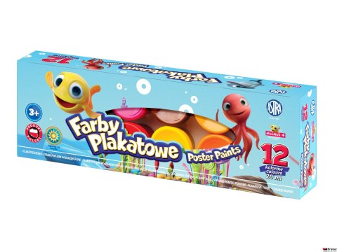 Farby plakatowe 12 kolorów 20 ml - Mini Mini ASTRA, 301221010 Farby plakatowe 12 kolorów 20 ml - Mini Mini ASTRA, 301221010