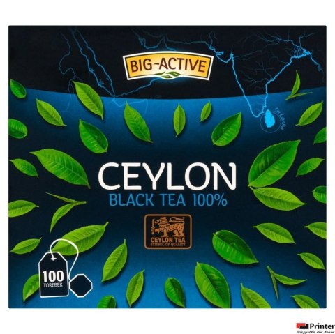 Herbata BIG-ACTIVE PURE CEYLON, 100 torebek x2g z zawieszką czarna