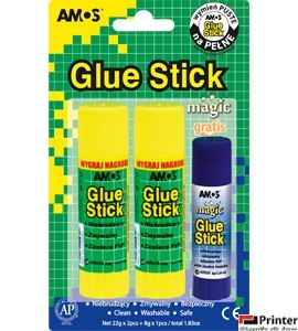 Klej w sztyfcie Amos 2x 22g+1x 8g MAGIC 130-1811 Klej w sztyfcie Amos 2x 22g+1x 8g MAGIC 130-1811
