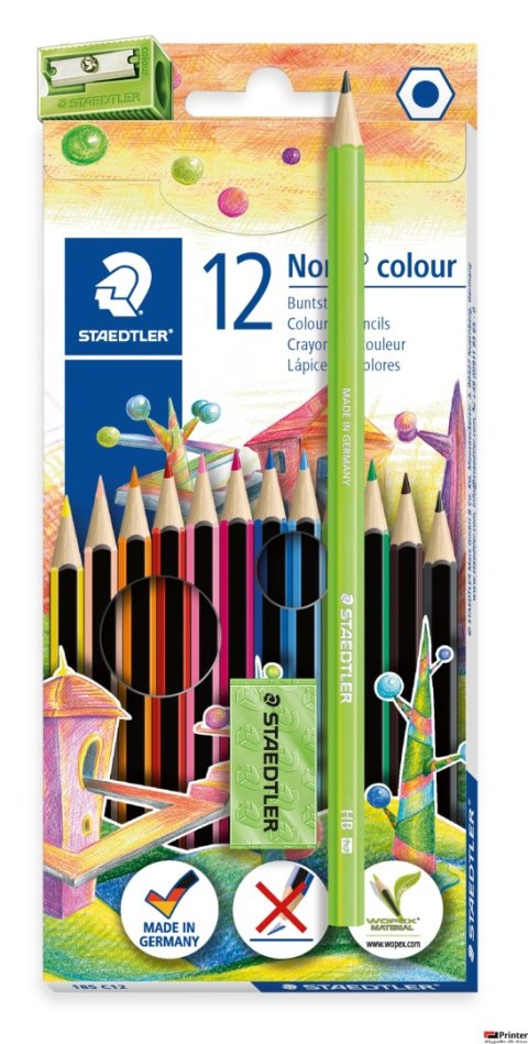 Kredki szkolne Noris Colour, 12 kol. + ołówek + gumka + temperówka, Staedtler S 185 C12 SET6 Kredki szkolne Noris Colour, 12 kol. + ołówek + gumka + temperówka, Staedtler S 185 C12 SET6