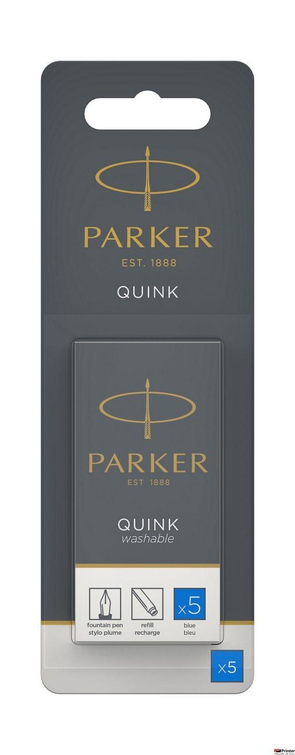 Naboje z Atramentem QUINK - STANDARD niebieski zmywalny - 5 szt. na blistrze 1950208 PARKER Naboje z Atramentem QUINK - STANDARD niebieski zmywalny - 5 szt. na blistrze 1950208 PARKER
