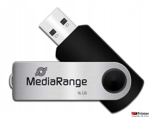 Pamięć_Pendrive MediaRange 16GB USB 2.0, obracany, srebrno-czarny, MR910 Pamięć_Pendrive MediaRange 16GB USB 2.0, obracany, srebrno-czarny, MR910