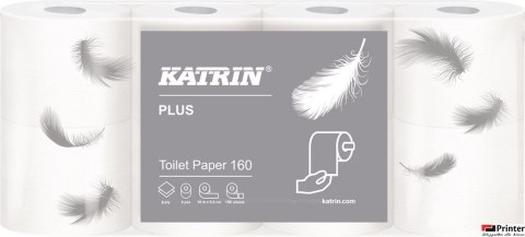 Papier toaletowy, małe rolki KATRIN PLUS Toilet 160, 2W, 112966, opakowanie: 8 rolek Papier toaletowy, małe rolki KATRIN PLUS Toilet 160, 2W, 112966, opakowanie: 8 rolek