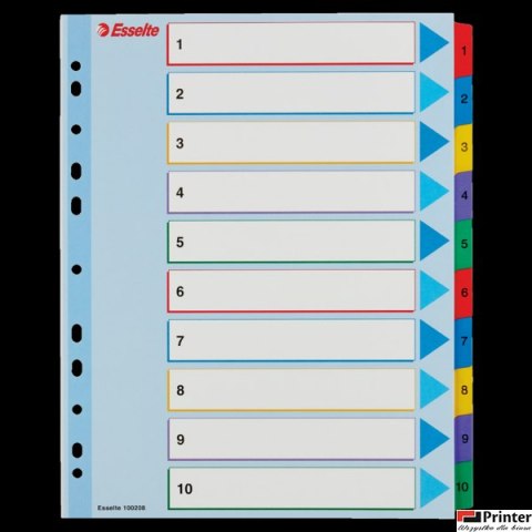 Przekładki kartonowe MYLAR A4 MAXI 1-10 ESSELTE 100208 Przekładki kartonowe MYLAR A4 MAXI 1-10 ESSELTE 100208