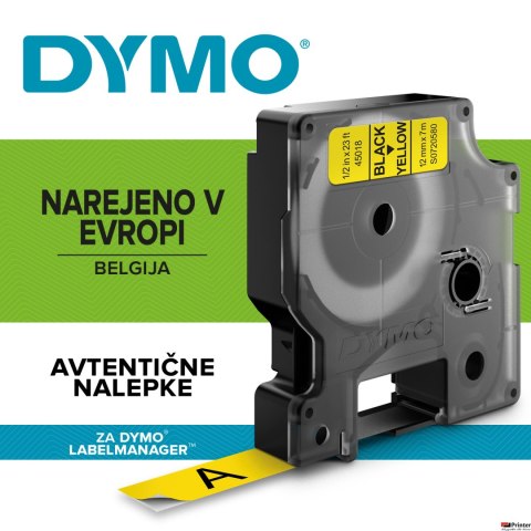 Taśma DYMO D1 - 12 mm x 7 m, czarny / żółty S0720580 do drukarek etykiet Taśma DYMO D1 - 12 mm x 7 m, czarny / żółty S0720580 do drukarek etykiet