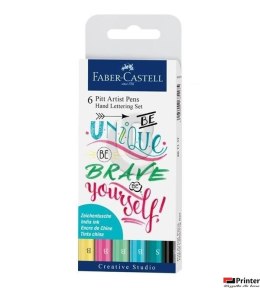 ZESTAW PITT ARTIST PEN HANDLETTERING 6 SZT. W ETUI, ODCIENIE PASTELOWE FABER-CASTELL 267116 FC