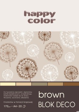 Blok Deco Brown A4, 170g, 20 ark, 5 kol. tonacja brązowa, Happy Color HA 3717 2030-072