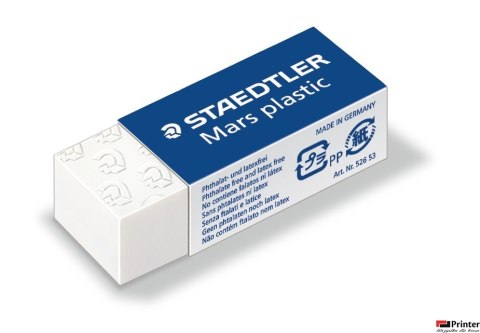 Gumka techniczna Mars Plastic, 43x19x13 mm, Staedtler S 526 53 Gumka techniczna Mars Plastic, 43x19x13 mm, Staedtler S 526 53