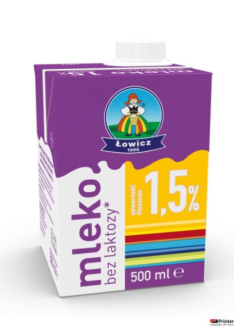 Mleko ŁOWICZ UHT bez laktozy 1.5% 0.5l Mleko ŁOWICZ UHT bez laktozy 1.5% 0.5l