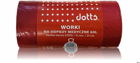 Worki na odpady MEDYCZNE 60l 25szt., DOTTS, bardzo mocne (LDPE), 32mic czerwone Worki na odpady MEDYCZNE 60l 25szt., DOTTS, bardzo mocne (LDPE), 32mic czerwone