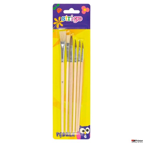 Drewniane pędzle 6szt. blister STRIGO SSC031 Drewniane pędzle 6szt. blister STRIGO SSC031