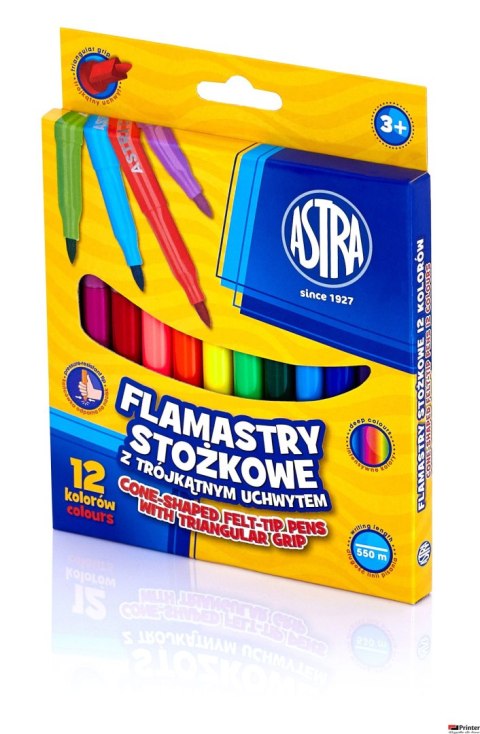 Flamastry Astra stożkowe 12 kolorów, 314110003 Flamastry Astra stożkowe 12 kolorów, 314110003