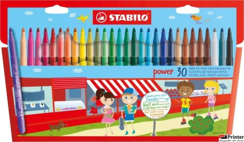 Flamastry STABILO POWER 30 kolorów pud. z zawieszką 280/30-01 Flamastry STABILO POWER 30 kolorów pud. z zawieszką 280/30-01